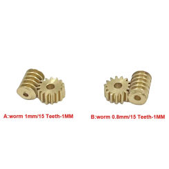 0.2M 15Teeth 0.8/1.0mm Shaft Hole aperture Copper Metal Brass Worm Gear Set Reducer  Static Modification 1:87
