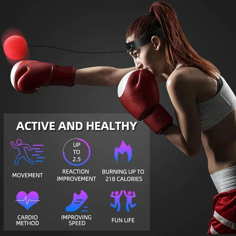 Description Picture 4 of itemBoxing Reflex Ball Headband Boxer Raising Reaction Force Hand Eye Training Set Stress Gym Muay Fitness Exercise