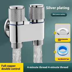 G1/2 1 in 2 out dual control water inlet toilet washing machine faucet bathroom toilet bidet control valve bathroom accessories