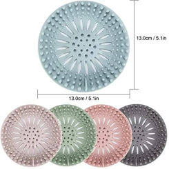 2Pcs Round Silicone Drain Hair Catcher, Kitchen Sink Strainer Bathroom Shower Bath Stopper Drain Cover Hair Trap for Kitchen