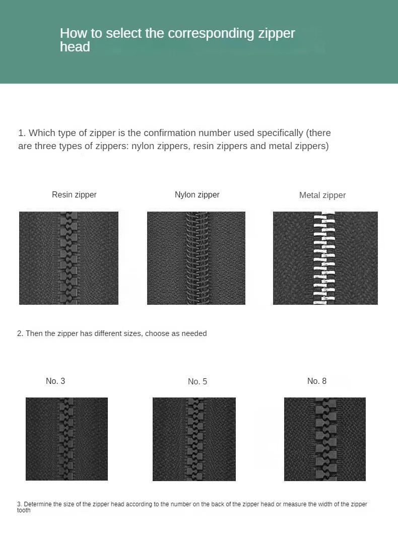 Description Picture 6 of itemNo. 3, No. 5, No. 8 nylon metal resin metal zinc alloy zipper puller