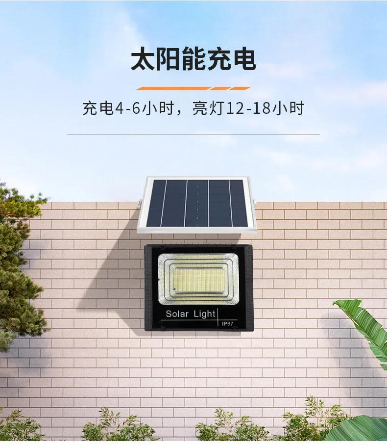 Description Picture 2 of item54LED 102LED 170LED 250LED Solar Flood Lights Outdoor Waterproof Reflector Solar Solar Powered Spotlight With Remote Control