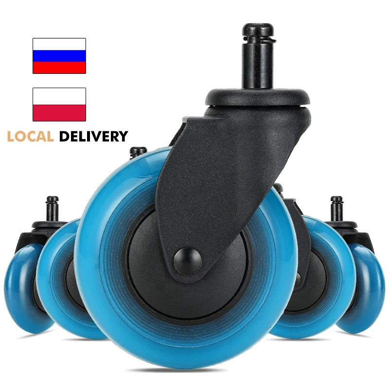 Description Picture 5 of itemNAIERDI 3 Inch Caster Wheels Office Replacement Chair Wheel Blue Polyurethane Soft Rubber Swivel Furniture Wheels Set of 5
