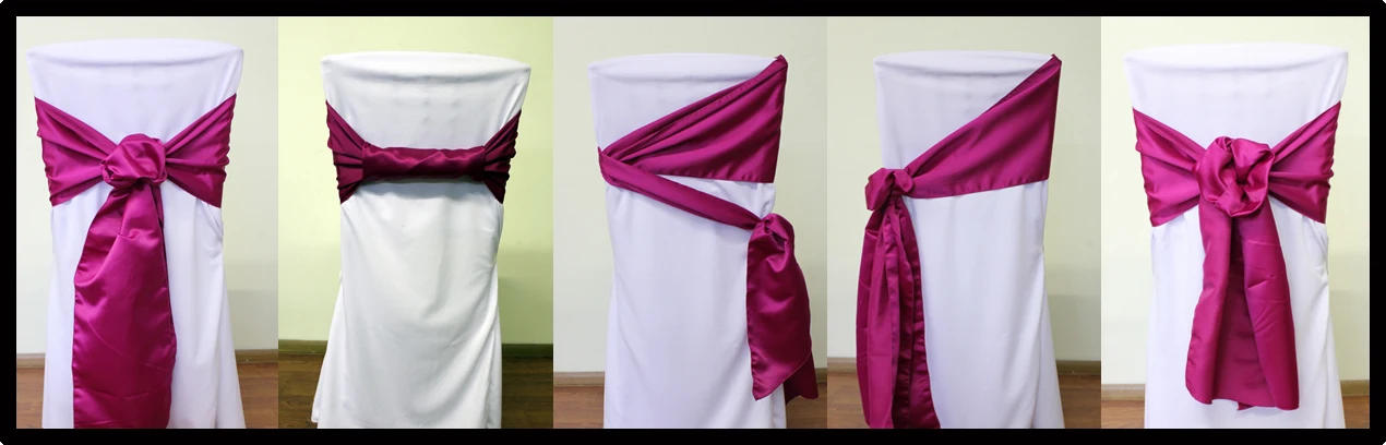 Description Picture 5 of item10pcs Satin Chair Bow Sashes Wholesale Wedding Chair Ribbon Bows For Party Event Hotel Banquet Supplies Home Decorations