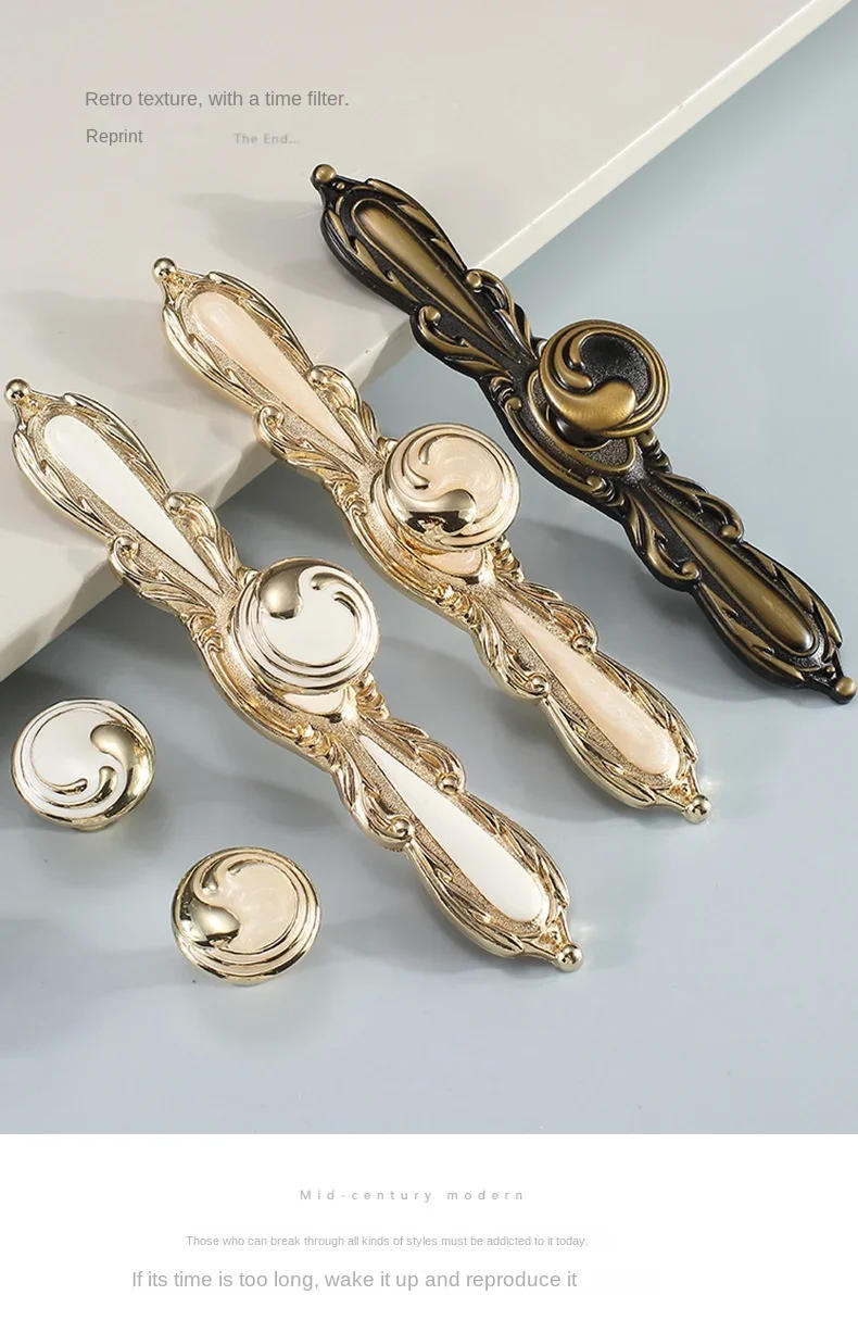 Description Picture 2 of itemEuropean Style Bronze White Knobs Furniture Handle for Kitchen Cabinets Door Drawer Handles Wardrobe Cupboard Dresser Pulls