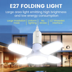 E27/E26 Fan Foldable 28W LED Bulb AC85-265V 40 Bulb Deformation for Home Ceiling Lights Warehouse and Garage White  Light Bulb