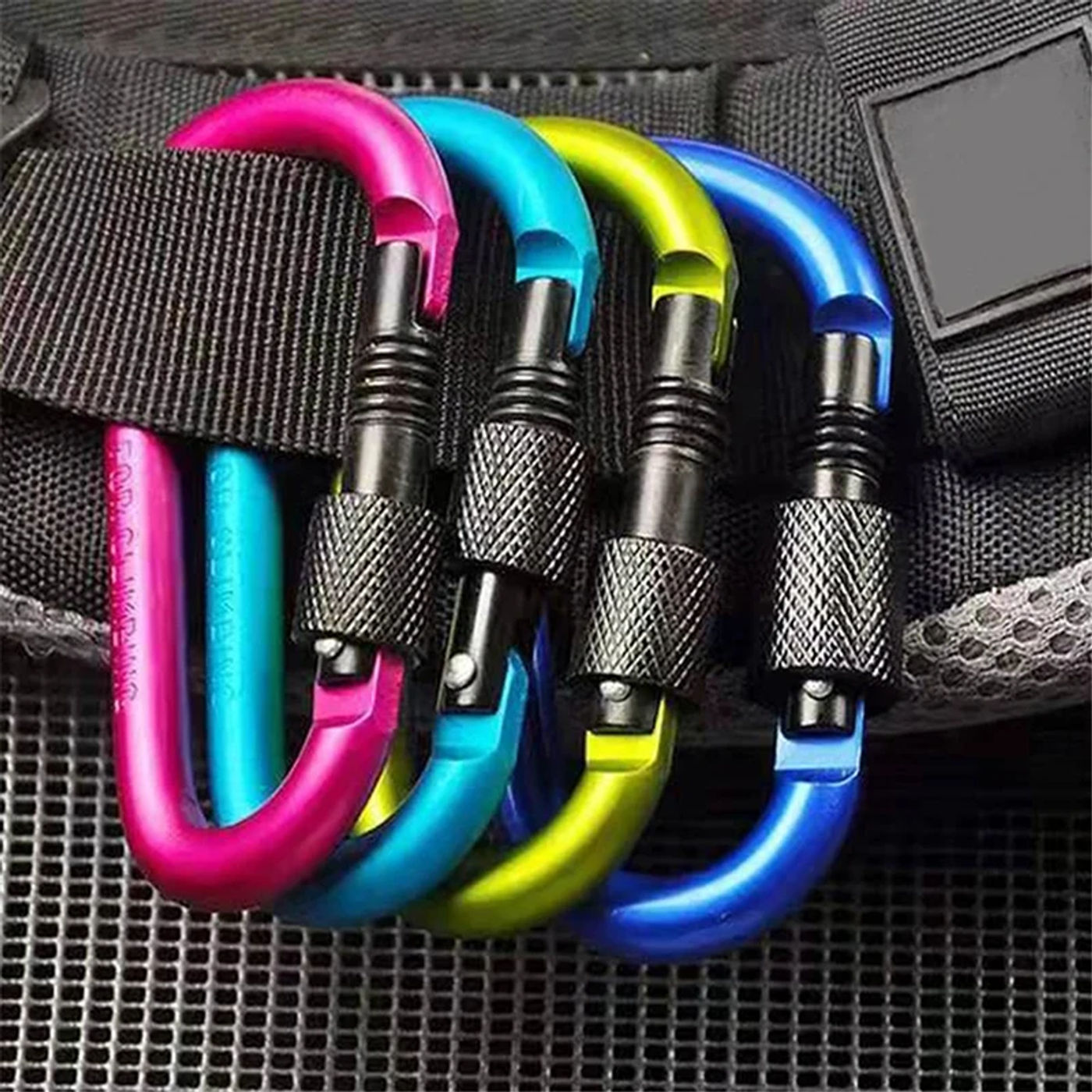 Description Picture 4 of itemType D Carabiner With Lock Outdoor Climbing Camping Bold Aluminum Alloy Locking Clasp Keychain Multi Survival Gear Travel Kit