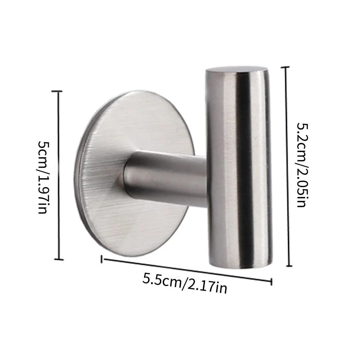 Description Picture 2 of item2PCS Adhesive Wall Hook Stainless Steel Robe Sticker Hooks Towel Coat Key Pants Hangers Bathroom Kitchen Storage Accessories