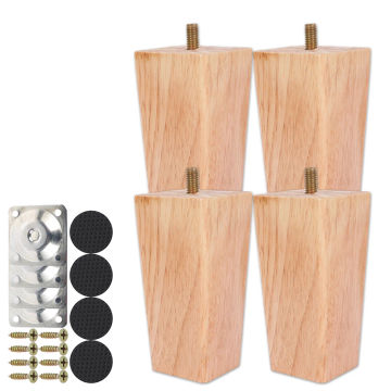4pcs 6/10/15cm Solid Wood Furniture Feets Sofa Cabinets Legs Square Bed Table Chair Replacement Feet Home Furniture Accessories