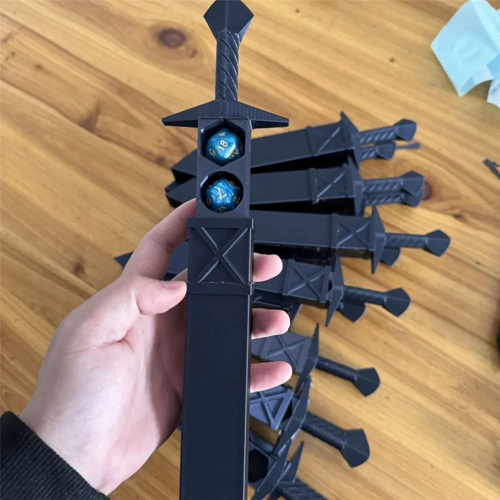 Description Picture 3 of item3D Printed Sword-shaped Storage Box for DND RPG TRPG Games Dice DND Game Role 22mm Dice Holder Desktop Ornament