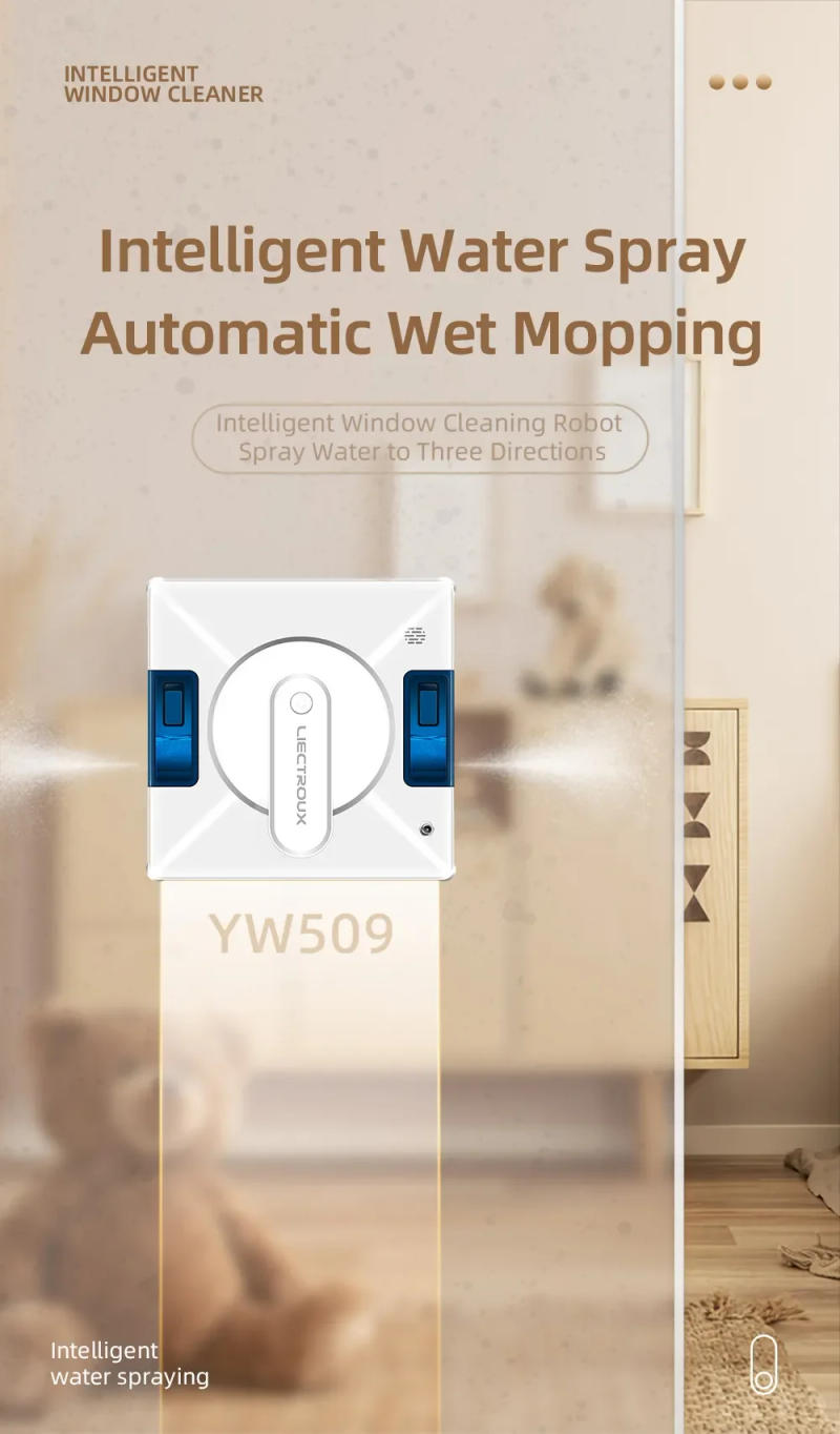 Description Picture 3 of itemLiectroux YW509 Robot Window Vacuum Cleaner, Double Water Spray,Laser Sensor,Auto Glass Wet Mop,Home Floor Window Cleaning Robot
