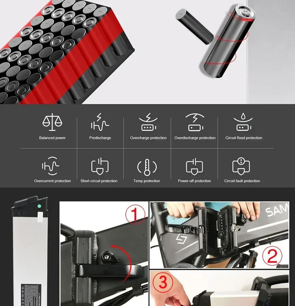 Description Picture 5 of itemElectric Bicycle Samebike 20LVXD30-II Adults Mini Folding 350w 10.4AH Detachable Lithium Battery Motor  Portable Moped E-bike