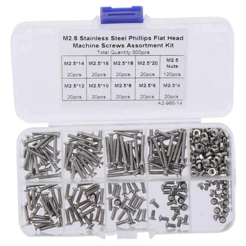 Description Picture 2 of item300Pcs 10 Size Machine Screws Flat Head Stainless Steel Nuts and Bolts Phillips Countersunk Metric Screws Set Repair Electronic