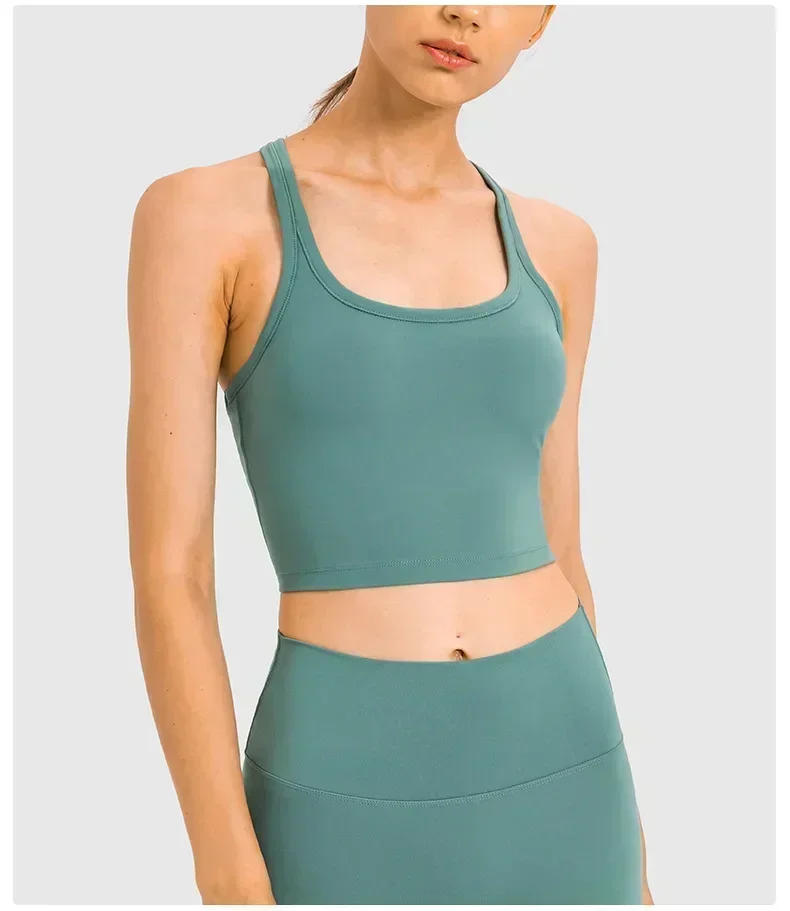 Description Picture 5 of itemLemon Women Cool Quick-drying Stretch Yoga Vest Elastic Casual Fitness Running Sports Underwear With Chest Pad Sports Bra Tops