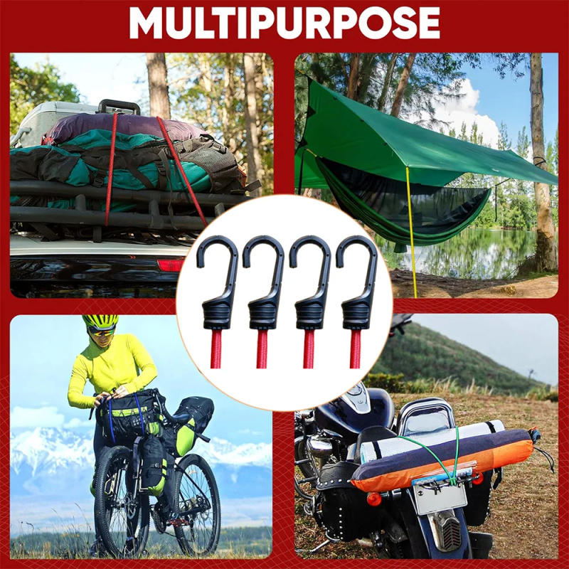 Description Picture 6 of item2/4Pcs 39.3Inch Red Elastic Bungee Cords Plastic Coated Metal Hooks Bungee Straps Heavy Duty Bungee Ropes for Bike Tents Camping