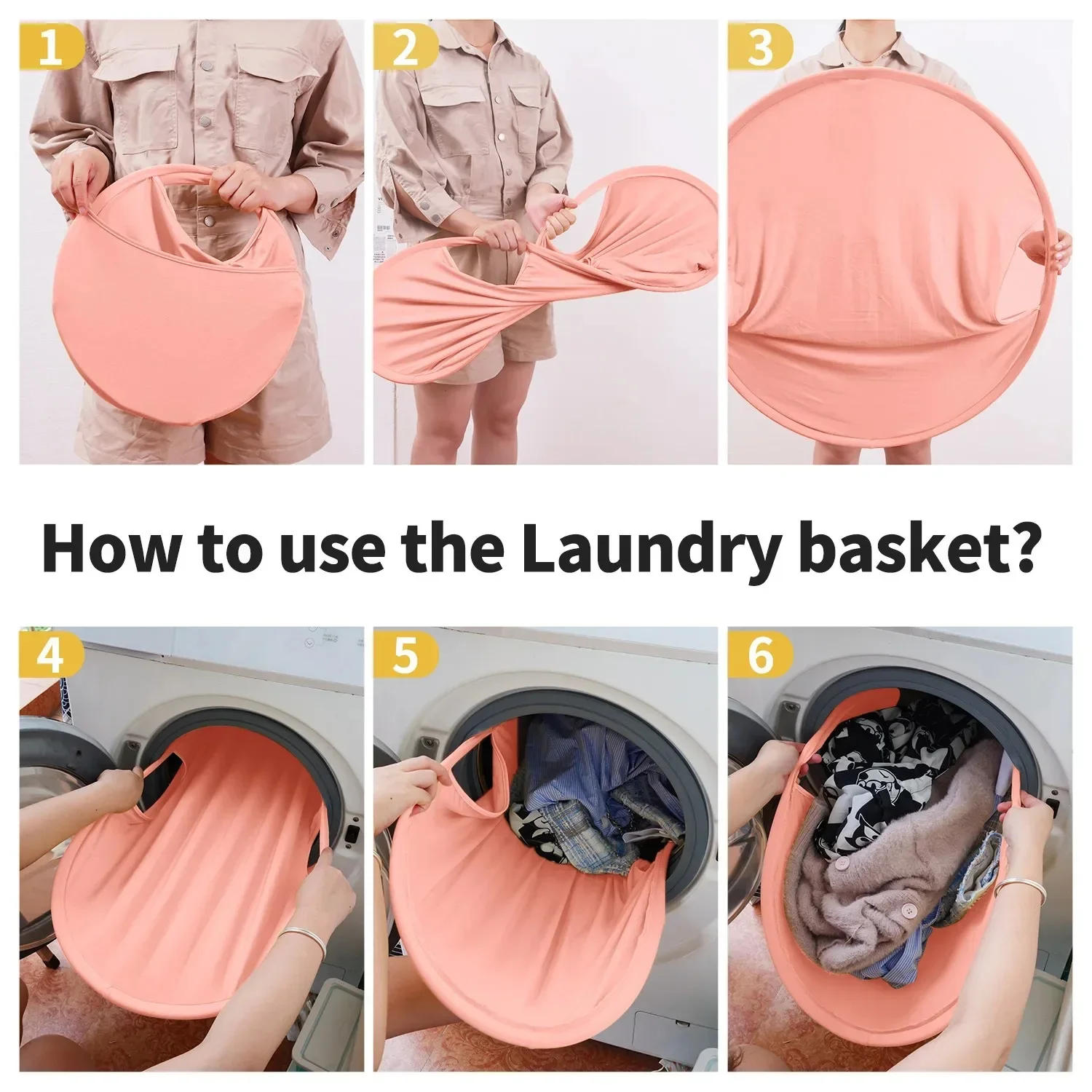 Description Picture 4 of item26-inch Laundry Storage Basket Dirty Clothes Bag Portable Container Foldable Pop-up Basket Home Space Saving Organizer