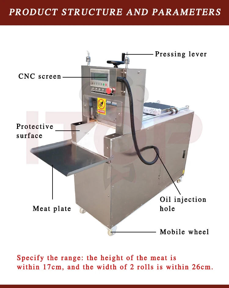 Description Picture 5 of itemMeat Slicing Machine 0.2-20mm Frozen Mutton Beef Roll Cutting Machine Electric Chicken Fillet Breast Fresh Pork Beef Meat Slicer