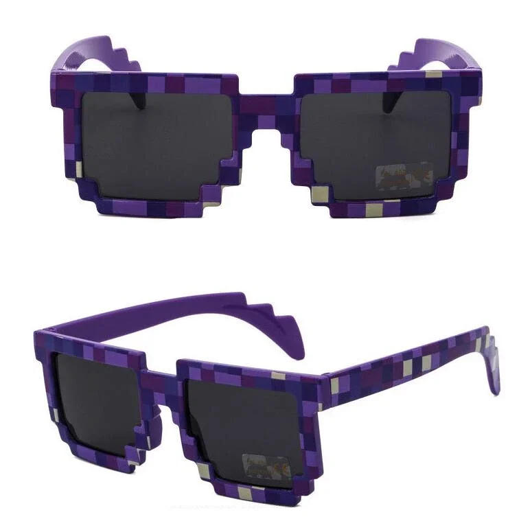 Description Picture 5 of itemKids Fashion Sunglasses Funny Cos Play Action Game Toy Minecrafter Square Glasses Pixel Mosaic Children's Gift