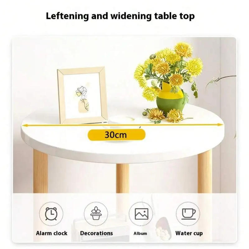 Description Picture 4 of itemWooden Modern Round Square Bedside Table Double-Layer Nightstand Home Office Bedroom Living Room Sofa Side Table Coffee Table