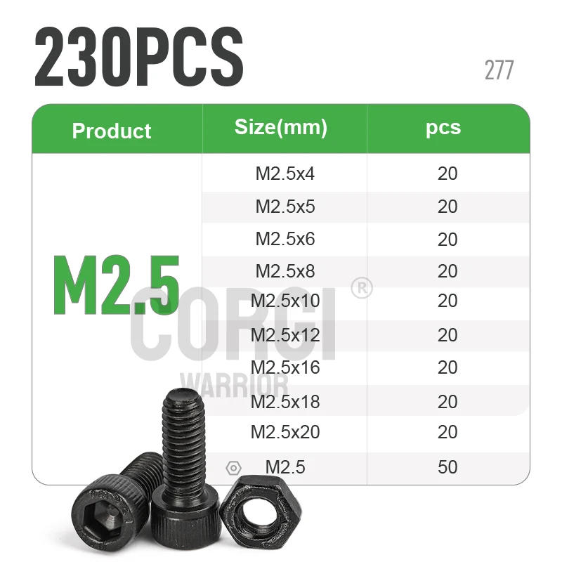Description Picture 3 of itemBlack 1140 Hex Socket Cap Head Screws Set M2 M2.5 M3 M4 M5 M6 M8 M10 DIN912 12.9 Grade Carbon Steel All Sizes Allen Bolts Nuts