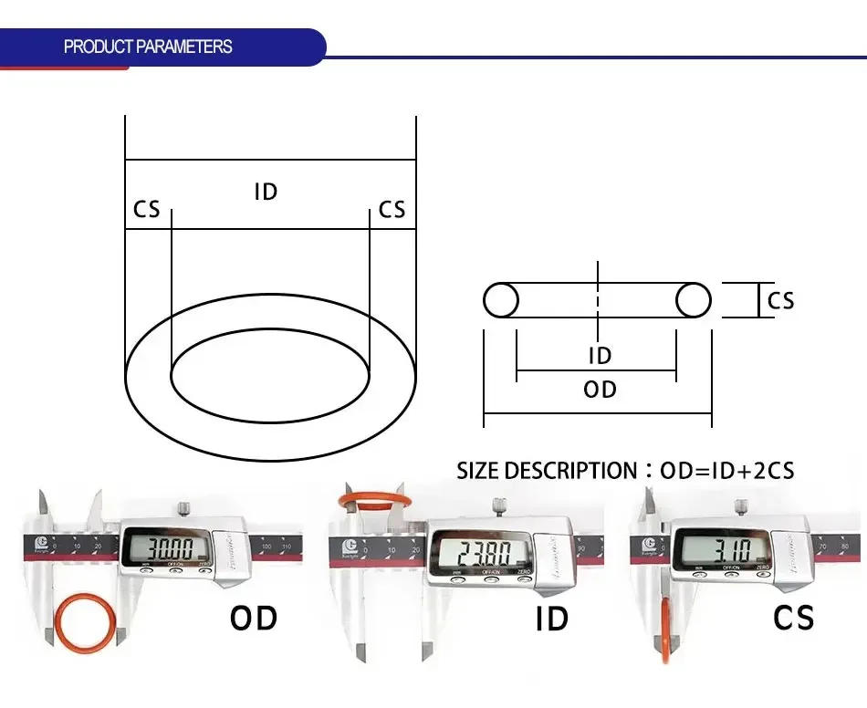 Description Picture 4 of itemThickness1.8mm CS Red VMQ silicon Rubber O-rings Seals Gasket Washer temperature resistant Waterproof soft silicone ring