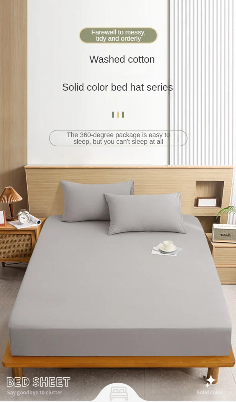 Description Picture 2 of itemHigh Quality Fitted Sheet Single Double King Queen Size Mattress Cover With Elastic Band Bed Sheet 90/120/150/180 Fit Sheet