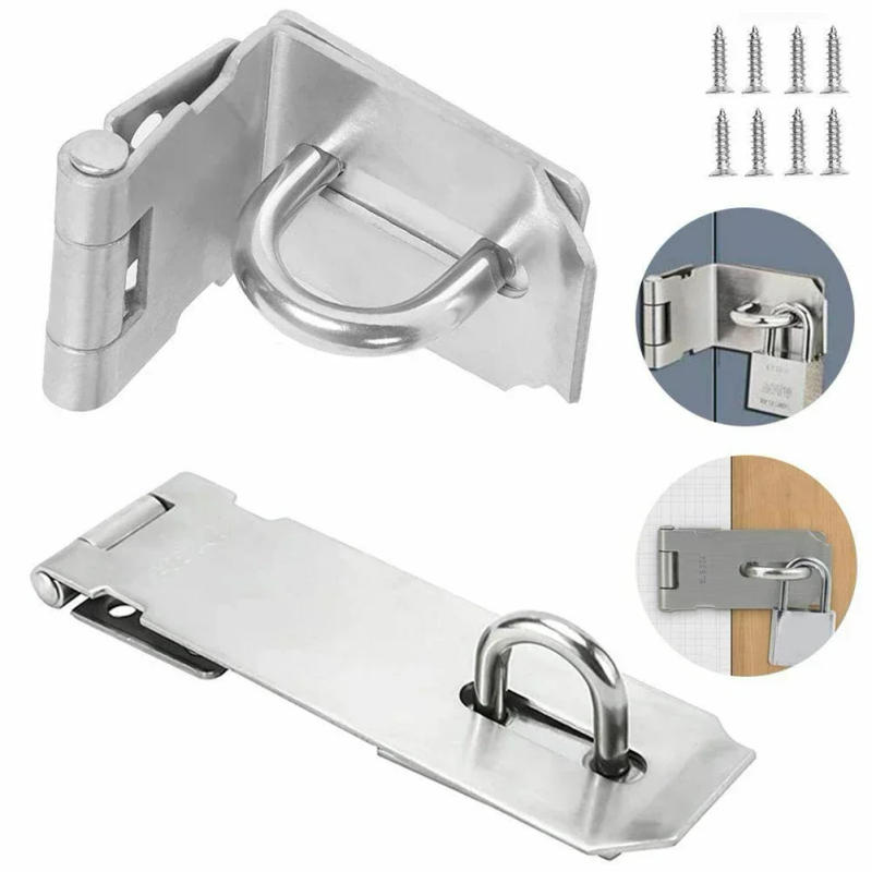 Description Picture 2 of itemDoor Clasp Lock Anti Theft Hasp Staple Shed Latch Stainless Steel Door Lock Padlock Clasp Burglar-proof Hardware For Wood Door