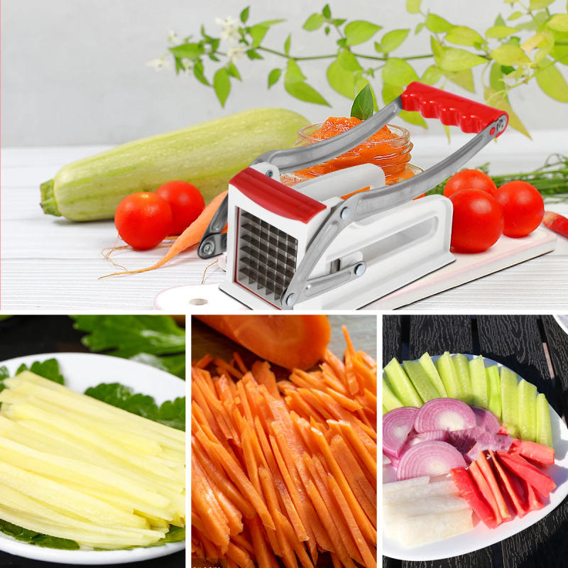 Description Picture 6 of itemFrench Fry Cutter Stainless Steel Potato Chipper with 2 Blades Manual Food Slicer Dicer Multifunction Vegetable Fruit Chipper