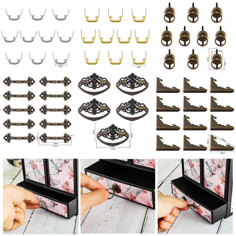 Description Picture 2 of itemHardware Handles & Metal Box Corners for DIY Scrapbooking Craft Embossing Box Decoration