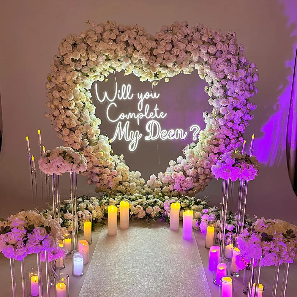 Description Picture 2 of itemWill You Complete My Deen? Neon Sign Custom Wedding Engagement Party Backdrop LED Neon Light Anniversary Party Decor Light Signs