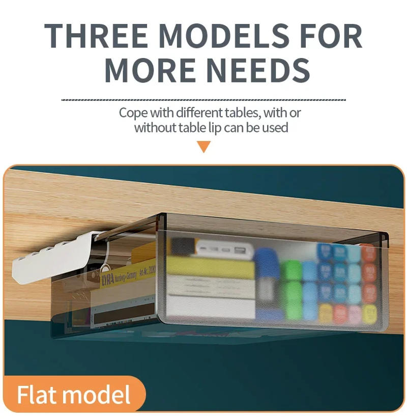 Description Picture 4 of itemHidden Under Desk Drawer Storage Self Adhesive Drawers Office Organizer Desk Accessories Plastic Undertable Storage Box Drawer