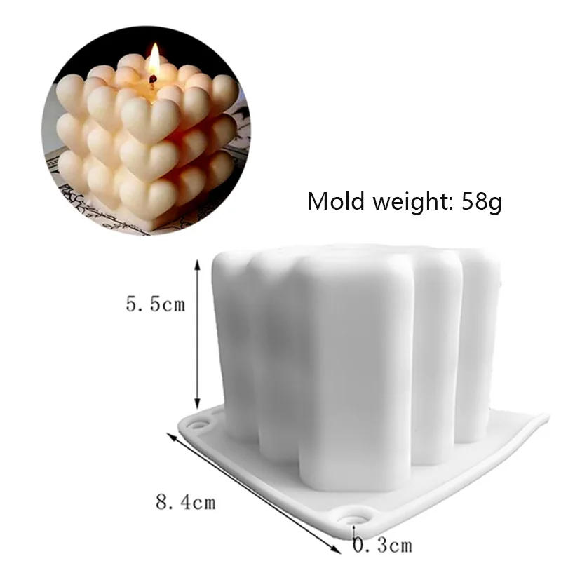 Description Picture 2 of itemDIY Love Bubble Ball Silicone Candle Mold Heart-shaped Aroma Soap Cake Ice Tray Mold Valentine's Day Wedding Decoration Souvenir