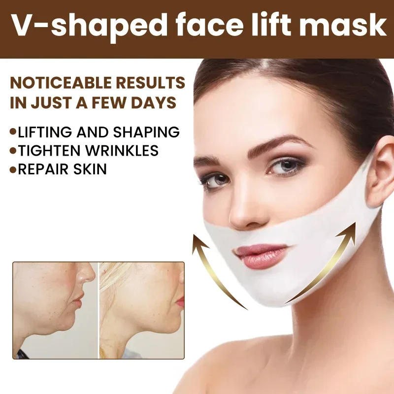 Description Picture 3 of item1-22PCS/Lot V Line Mask Neck Mask Face Lift V Lifting Chin Up Patch 4D Ear Tightening Skinny Masseter Double Chin Reducer Tool