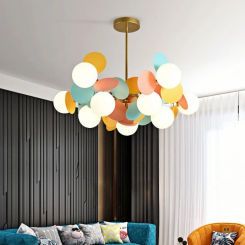 Colorful Flash LED Chandelier Children Living Dining Room Bedroom Villa Flats  Aisle Indoor Lighting Lamp Kids’ Pendant Light