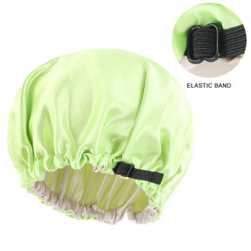 Baby Invisible Adjustment Buckle Double Satin Nightcap Baby Solid Color Shower Cap Bandana Cap