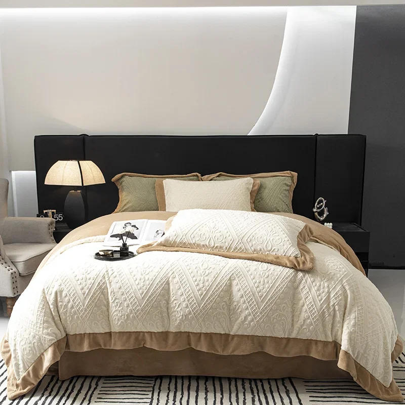 Description Picture 2 of itemLuxury jacquard velvet home Bed linen Euro Bedding set Sitting Duvet cover Quilt bed cover full set sheet sets with pillowcase