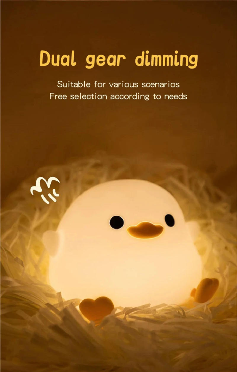 Description Picture 5 of itemXiaomi MIJIA LED Night Light Cute Duck Silicone Lamp For Children Kid Touch Sensor Timing USB Rechargeable Soft Light Eye Care