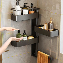 Shelf In The Bathroom Kitchen Spice Rack Wall-mounted Corner Shower Shelf Place Shampoo Cosmetics Bathroom Kitchen Hanging Shelf