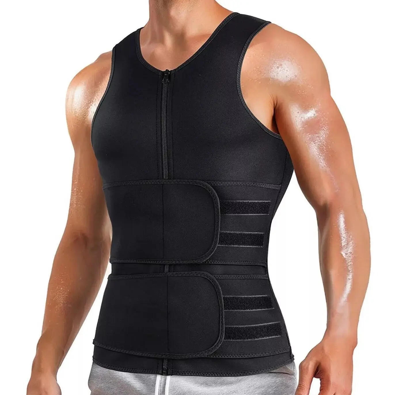 Description Picture 5 of item1pcs Men's corset Waist Trainer Men Slimming Body Shaper Vest Zipper Velcro Strap Correction Abdomen Tank Top Fitness Shapewear