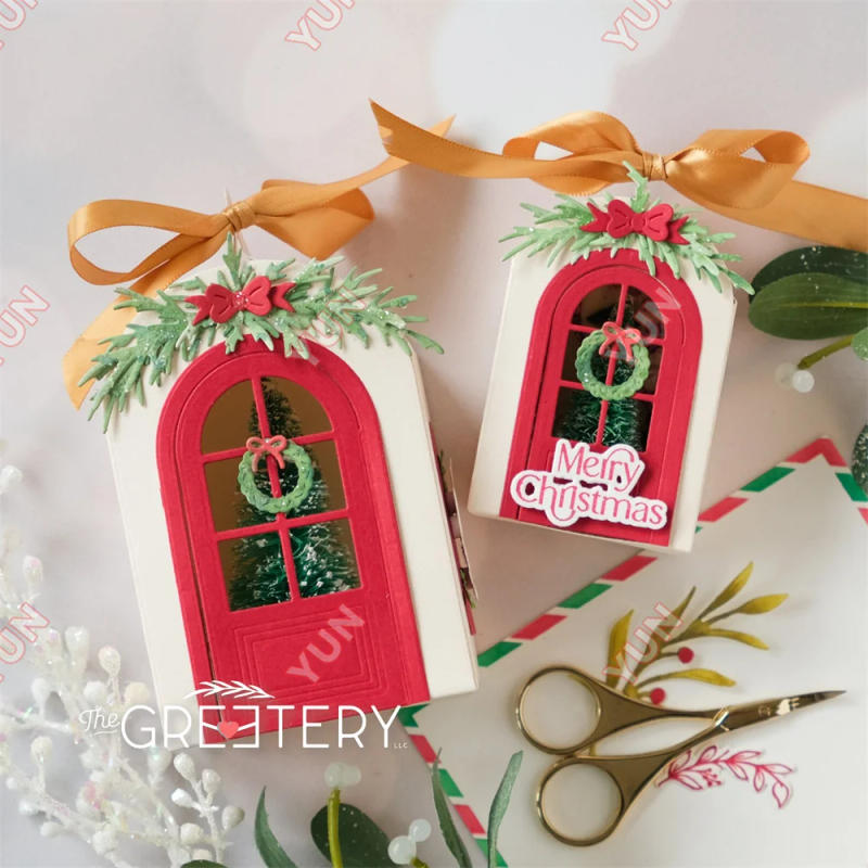 Description Picture 5 of item2024 New Bookish Holiday Frames Scripted Holiday Sentiments Christmas Dies Stamp Stencils Set DIY Making Scrapbooking Cards Gift