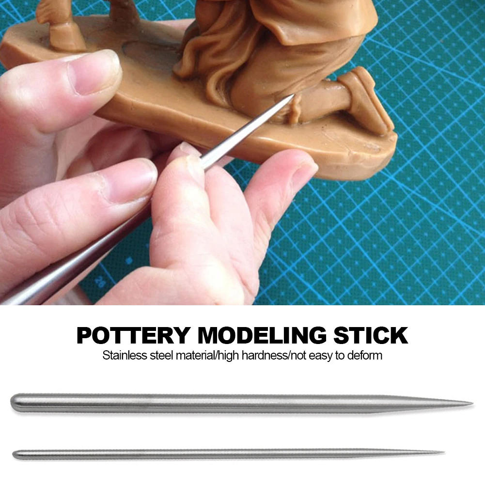 Description Picture 2 of itemPottery Modeling Stick Acupressure Texture Creasing Indentation Sharp Pottery Clay Tool Carving Clay Stainless Steel Tool