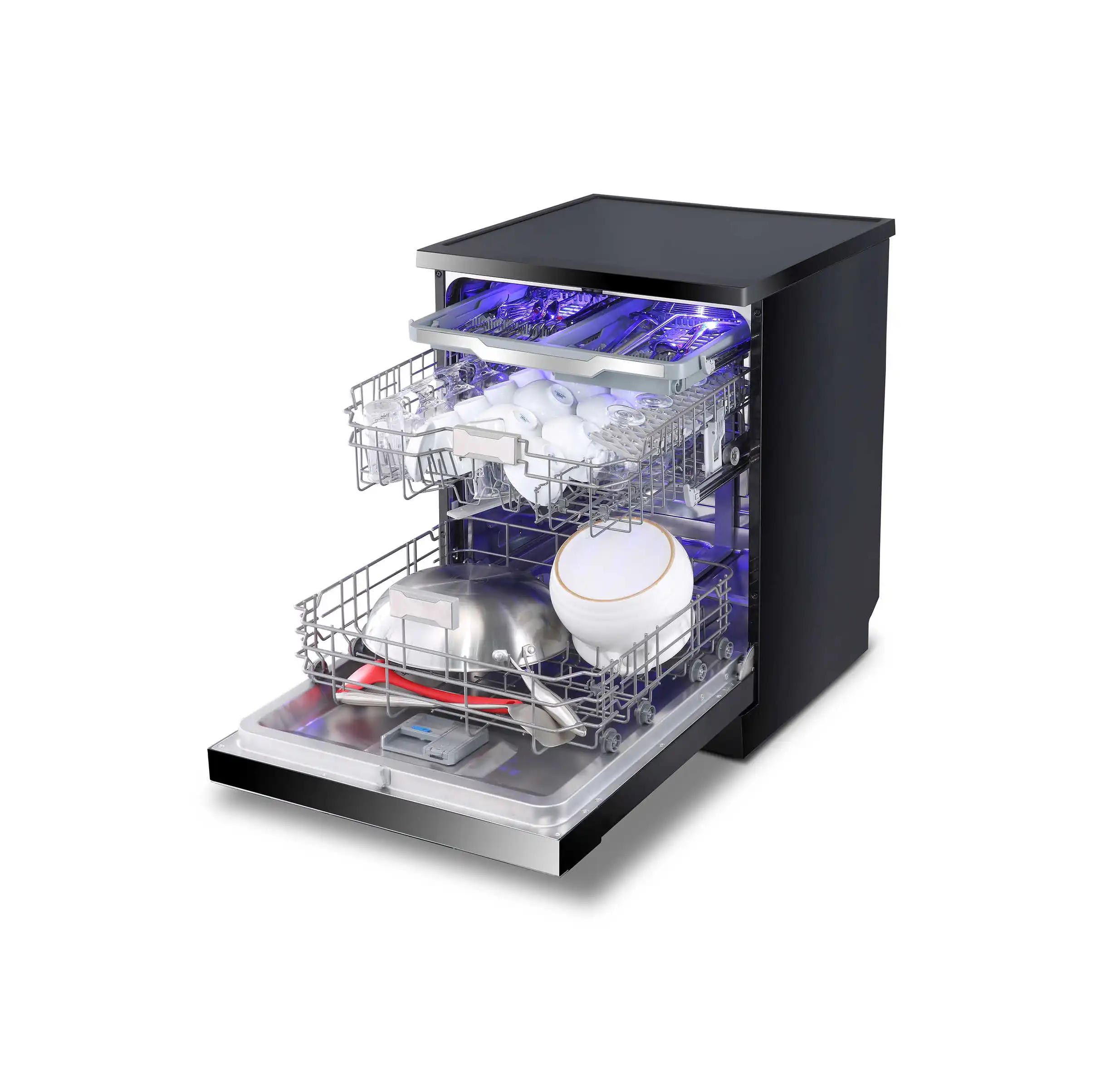 Description Picture 3 of item2024 New Design Home Restaurant Unique Foldable Racks Freestanding Dish Washing Machine Black Dishwasher