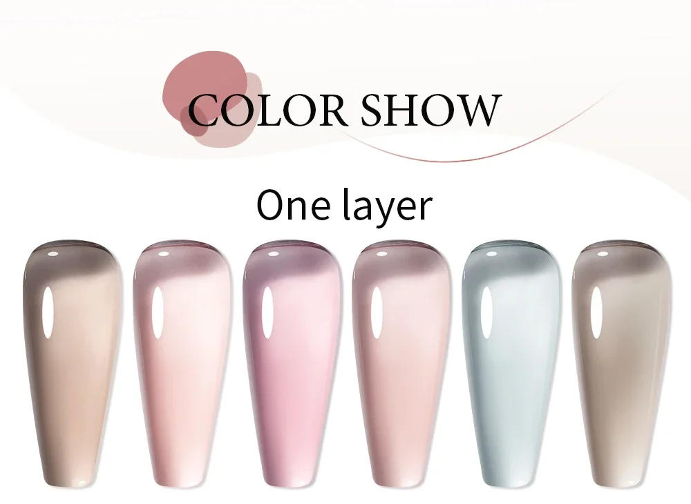 Description Picture 4 of itemBOZLIN 6 Colors Soot Coloured Glaze Gel Semi-transparent Jelly Nude Nail Art Nail Supplies Soak off UV LED Nails Gel Varnish