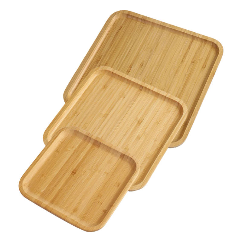 Description Picture 5 of itemWooden Serving Tray Square Bamboo Serving Tray Kitchen Food Tableware Tray For Party Gather Serve Tray Multi Size Dust Proof
