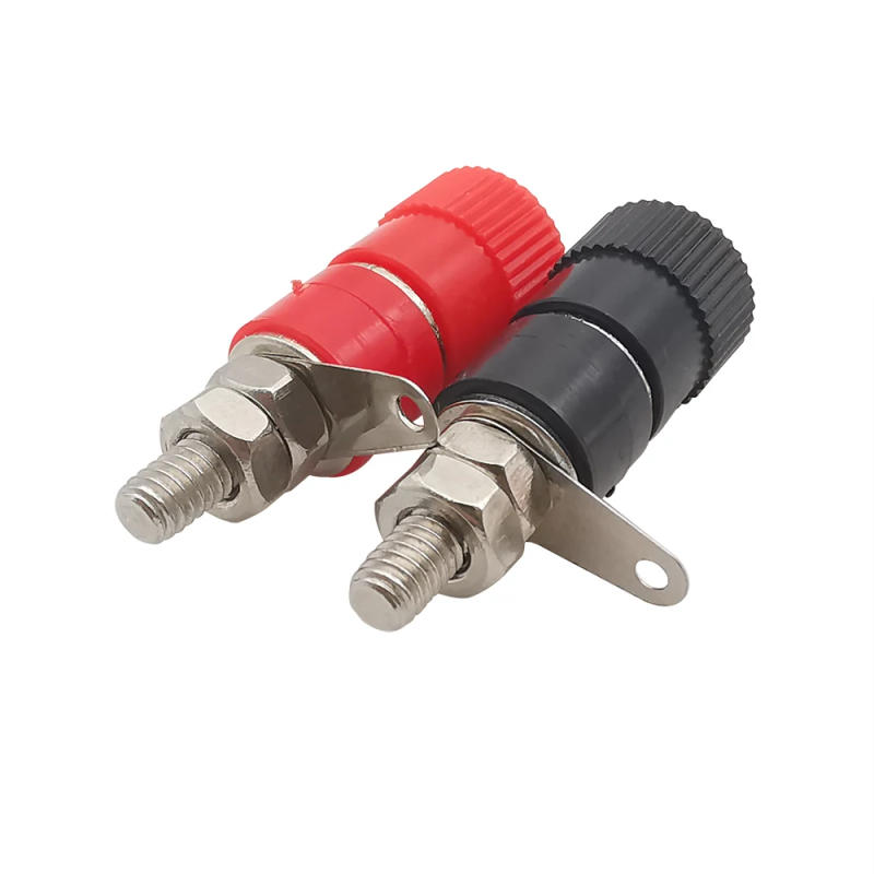 Description Picture 3 of item4mm Banana Socket Mount Binding Post Nut Banana Female Jack Terminal Block Connector Nickel Plated for 4mm Banana Plug Red&Black