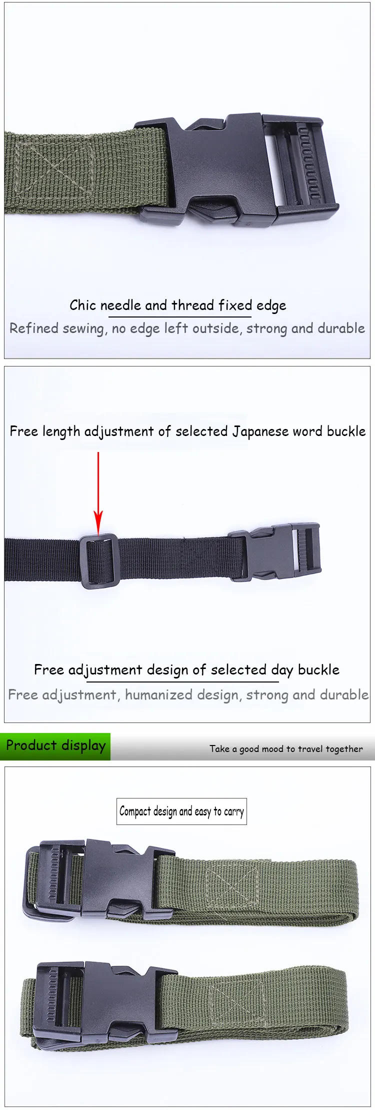 Description Picture 4 of itemReusable Durable polypropyleneTravel Tied Cargo Tie Down Luggage Lash Belt Strap With Cam Buckle Travel Kit Outdoor Camping Tool