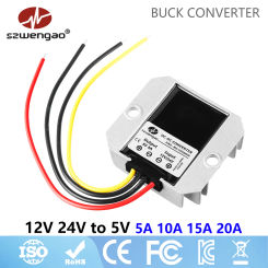 szwengao Small Size DC-DC 12V 24V to 5V Step Down Converter 5A 10A 15A 20A Buck Module Power Supply 5V Waterproof Transformer