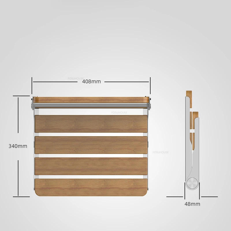 Description Picture 5 of itemSolid Wood Wall-mounted Shower Seats Folding Bath Chair Creative Barrier-free Seat Stool Modern Home Porch Shoe Changing Stool