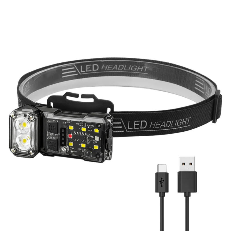 Description Picture 2 of itemMultifunctional Induction LED Headlamp USB Rechargeable Head Flashlight with Clip Tail Magnet Work Light Camping Fishing Lantern