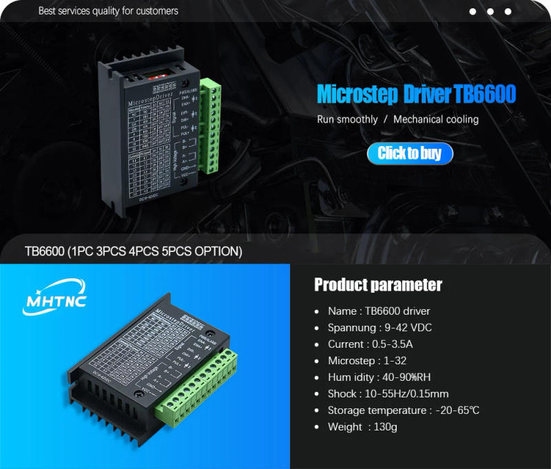 Description Picture 2 of item1 2 3 4 5pcs Stepper Motor Driver TB6600 42/57 Type NEMA 17 23 0.5-3.5A Stepping Controller for 3D Printer CNC Router